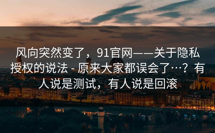 风向突然变了，91官网——关于隐私授权的说法 - 原来大家都误会了…？有人说是测试，有人说是回滚