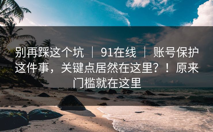 别再踩这个坑 ｜ 91在线 ｜ 账号保护这件事，关键点居然在这里？！原来门槛就在这里