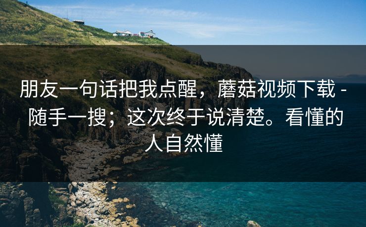 朋友一句话把我点醒，蘑菇视频下载 - 随手一搜；这次终于说清楚。看懂的人自然懂